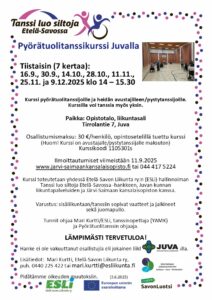 Juvan pyörätuolitanssikurssin mainos.