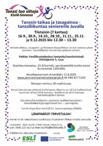 Juvan tanssiliikunnan kurssimainos.